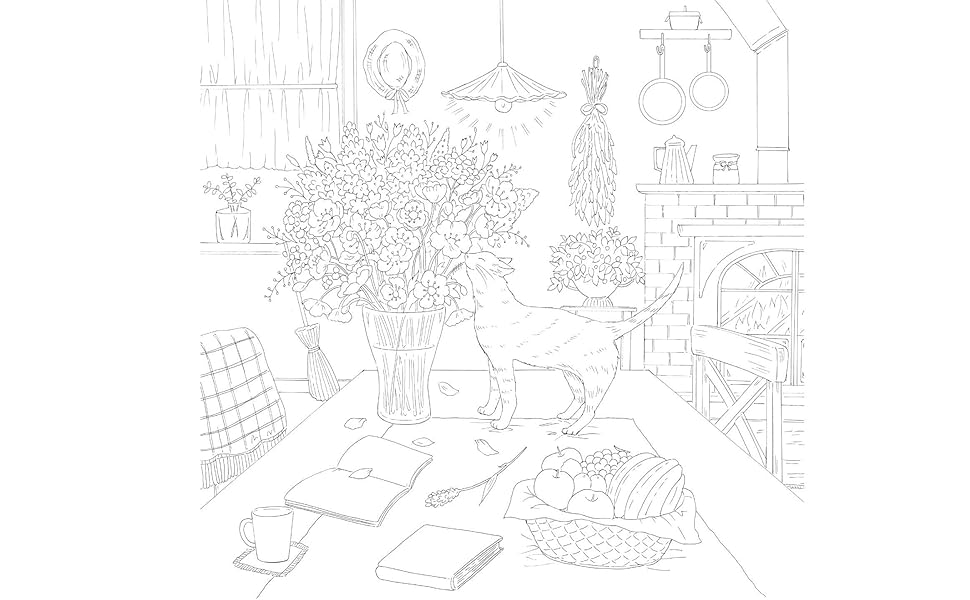 Small happiness found in everyday life - Coloring book - Days with cats and flowers Japanese Coloring Book