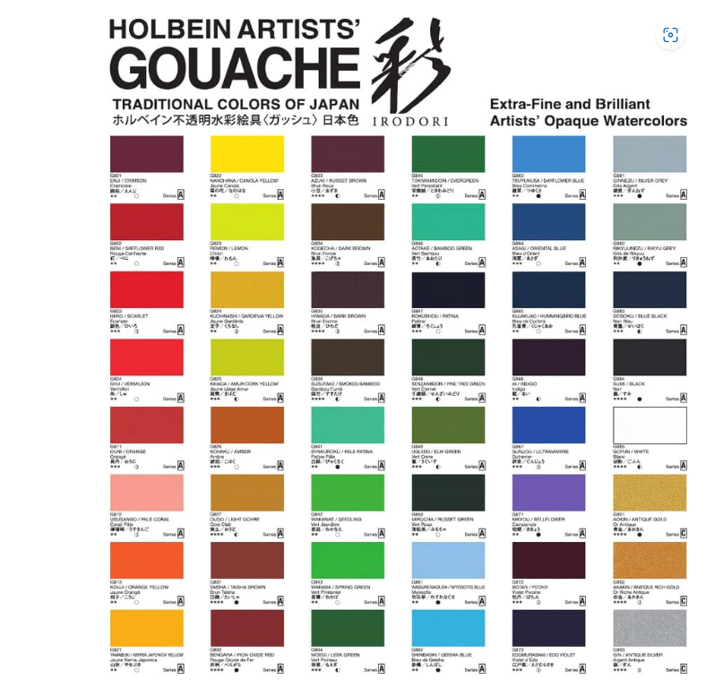 Holbein Artists' Gouache "Opaque watercolor paint <Irodori> Japanese traditional color series 4 Seasons (Spring, Summer, Autumn, Winter) 15ml 12 colors set Made in Japan