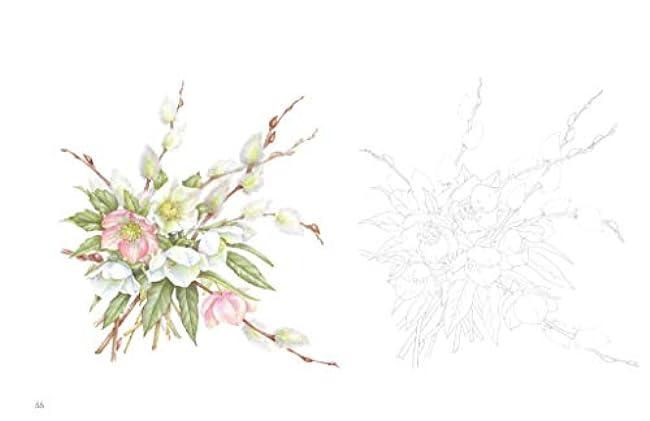 Postcard size coloring book - flower - Japanese Coloring Book