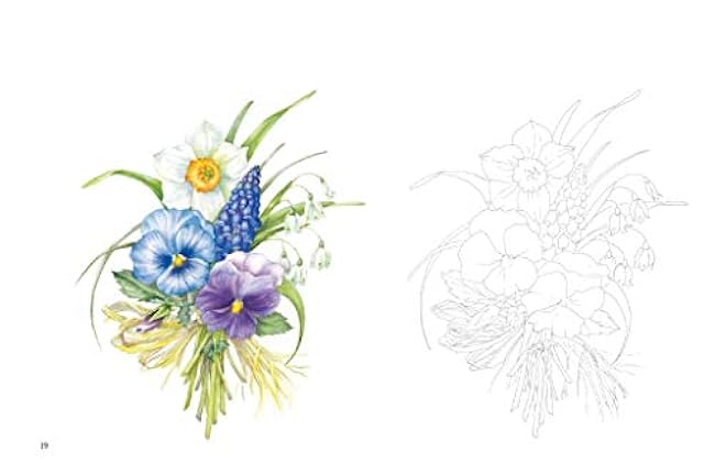 Postcard size coloring book - flower - Japanese Coloring Book