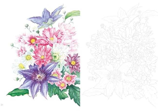 Postcard size coloring book - News of flowers Japanese Coloring Book