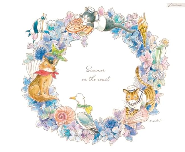 Special coloring book series Seasonal Wreaths of plants and friends - Japanese Coloring Book