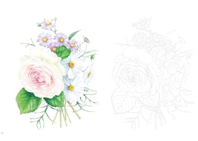 Postcard size coloring book - News of flowers Japanese Coloring Book