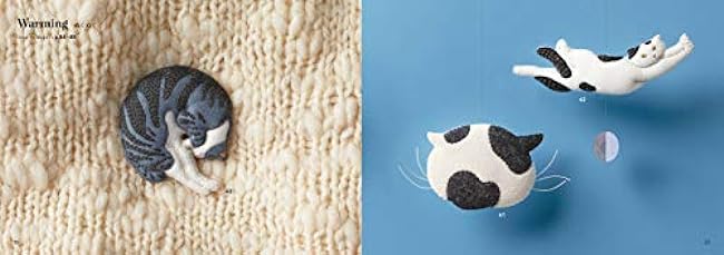 Various cats made of felt and embroidery (ahoy embroidery) - Japanese Craft Book