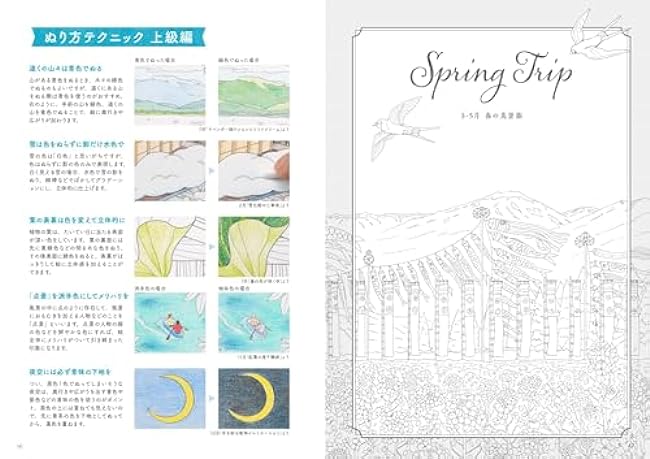 A 12-month trip to the beautiful scenery of Japan that rejuvenates your brain, improves your autonomic nervous system, and heals your heart - Japanese Coloring Book