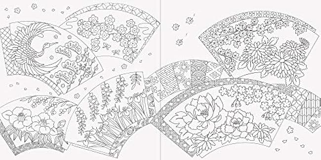 Japanese flower calendar and flower coloring book - Japanese Coloring Book