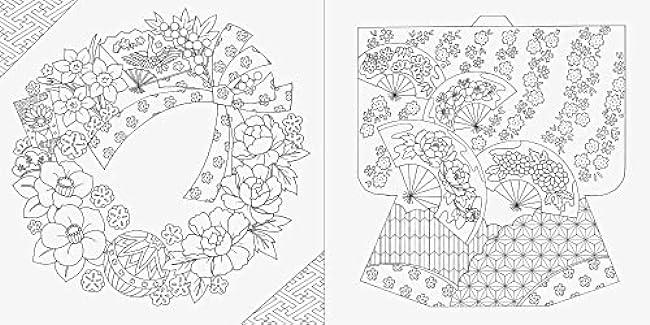Flowers and Japanese Patterns Travel Scenery of the Four Seasons Coloring Book Japanese Coloring Book