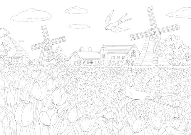 A 12-month trip to the beautiful scenery of Japan that rejuvenates your brain, improves your autonomic nervous system, and heals your heart - Japanese Coloring Book