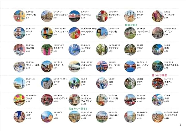 Travel to 62 cities around the world - Photo coloring book Japanese Coloring Book