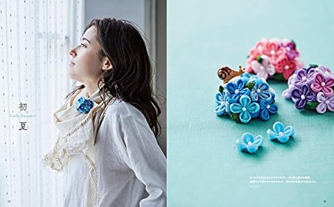 TSUMAMI flowers 50 design - Pattern Sewing Thumbwork Flower motif hair Accessories - Japanese Craft Book