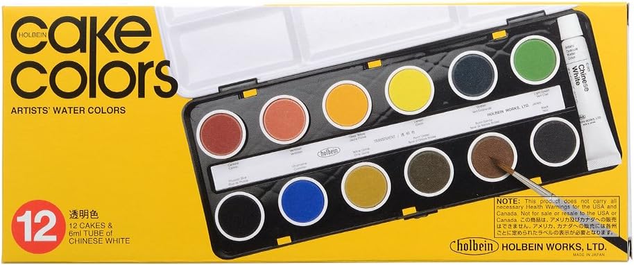 Holbein Solid Artists Watercolor Paint Cake Color C010 Transparent 12 Color Set (02010)- Japan
