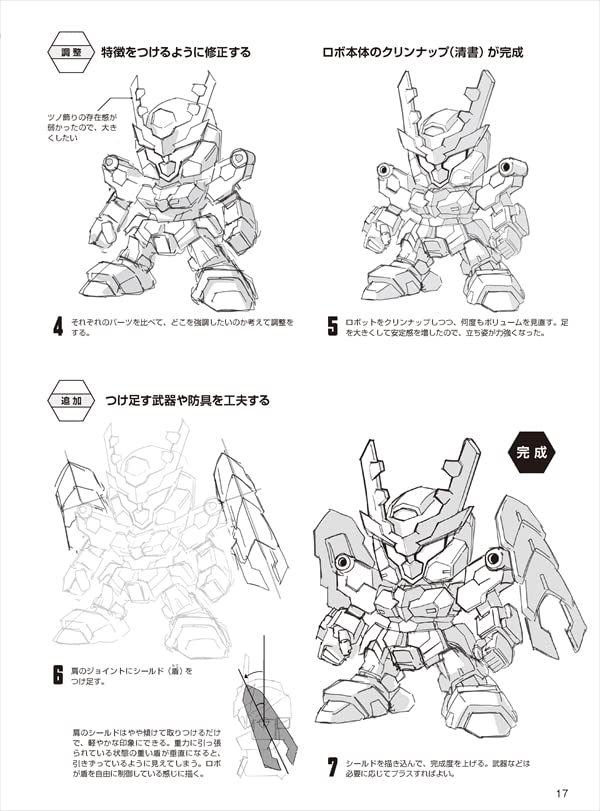 How to draw deformed robots: 3 types of cool and cute mini characters are the basics! Japanese Craft Book