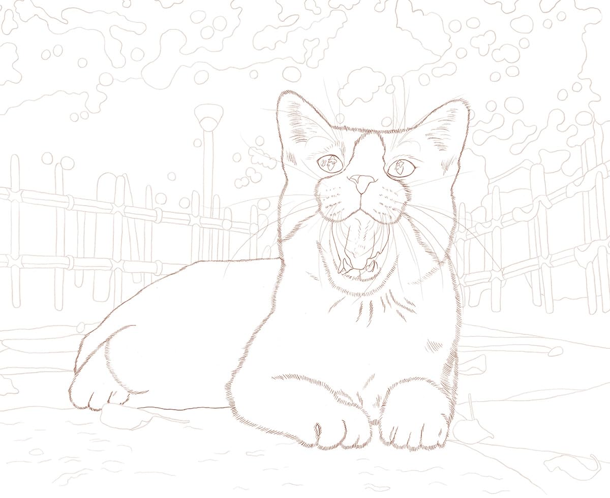 Masayuki Oki's the Free-roaming Cats - Japanese Coloring Book