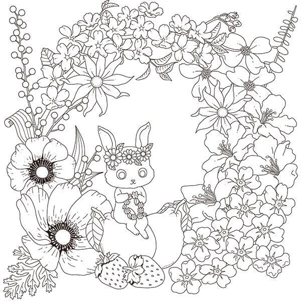 Relaxing coloring book for adults - Mysterious world of flowers and animals Coloring book Naoko Maeda - Japanese Craft Book