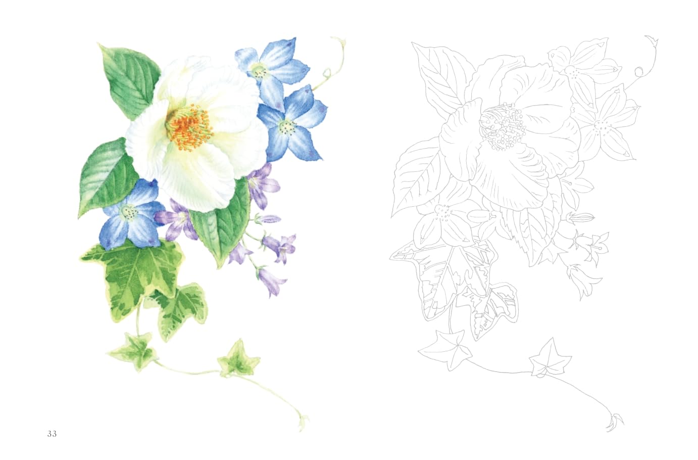 Postcard size coloring book - Flower scent - Japanese Coloring Book