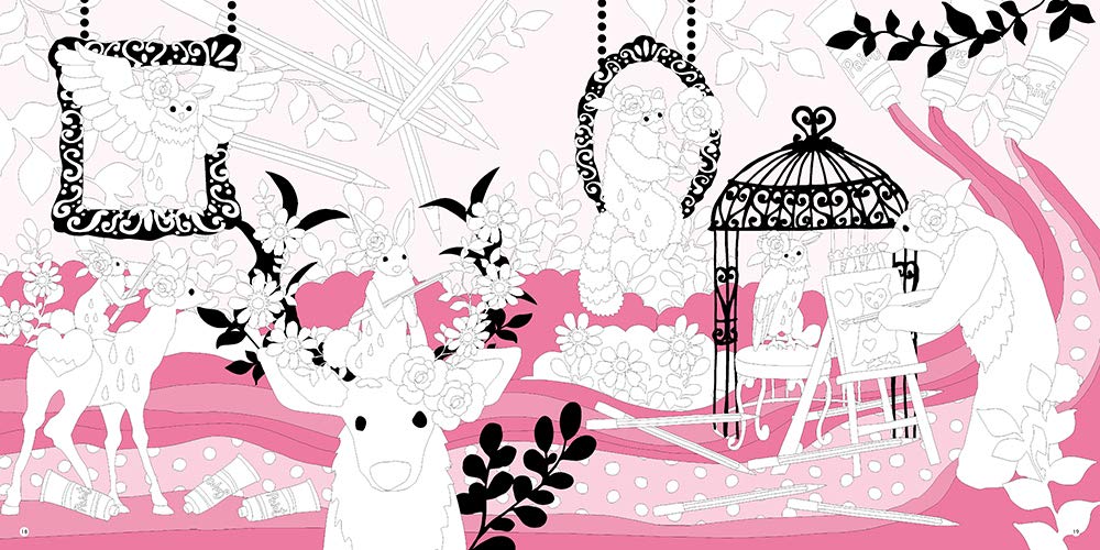 Cute coloring book for adults Horaguchikayo's flowers and animals' paradise Japanese Coloring Book