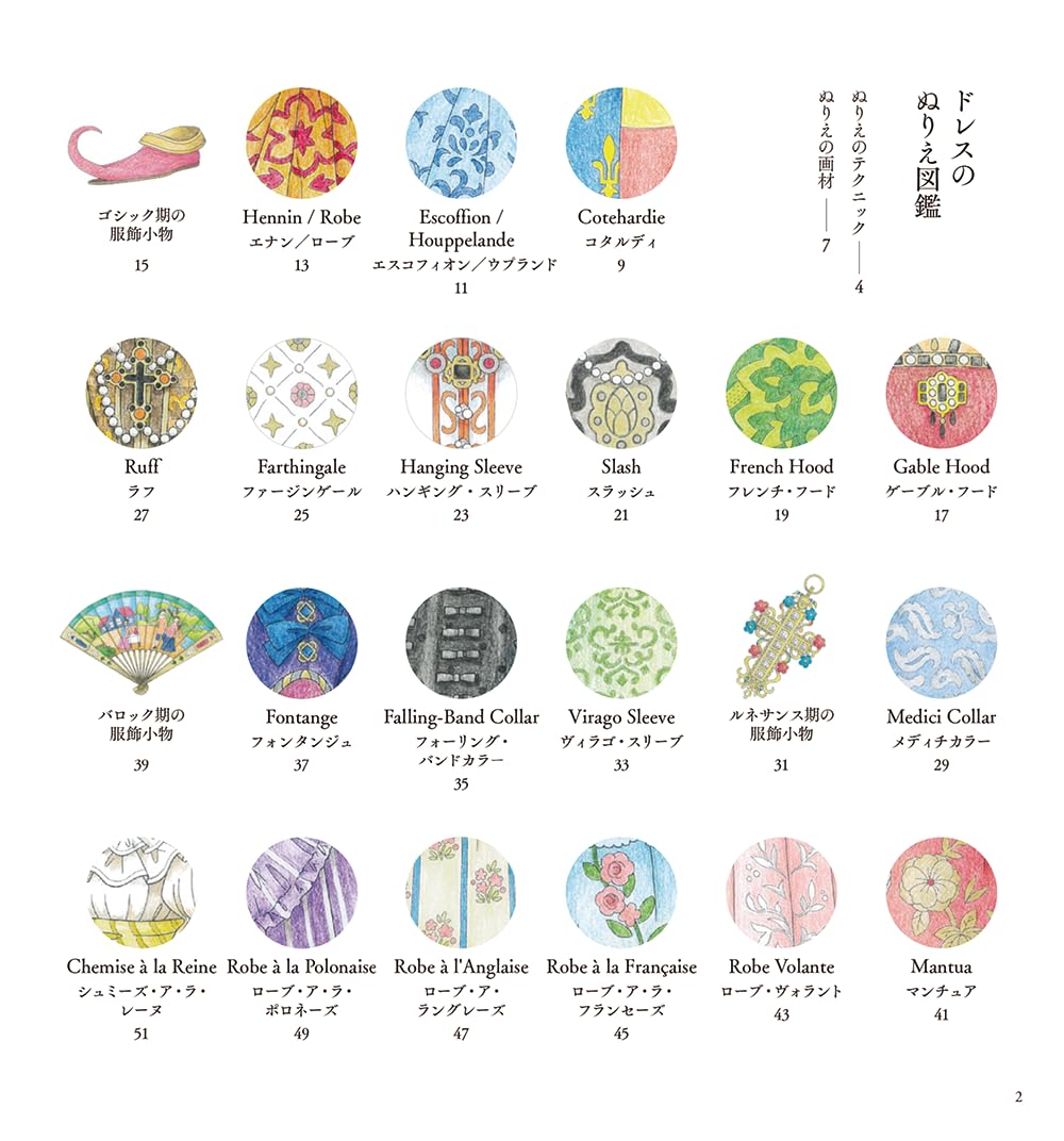A coloring book of Ladies’ Attires ―Dresses/Robes and Ceremonial Kimonos― Japanese Craft Book