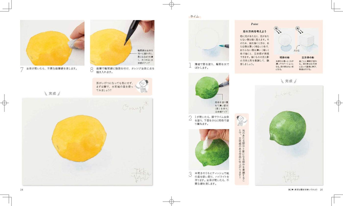 Introduction to watercolor sketching with a waterbrush pen - The world of transparent watercolor spread on postcards