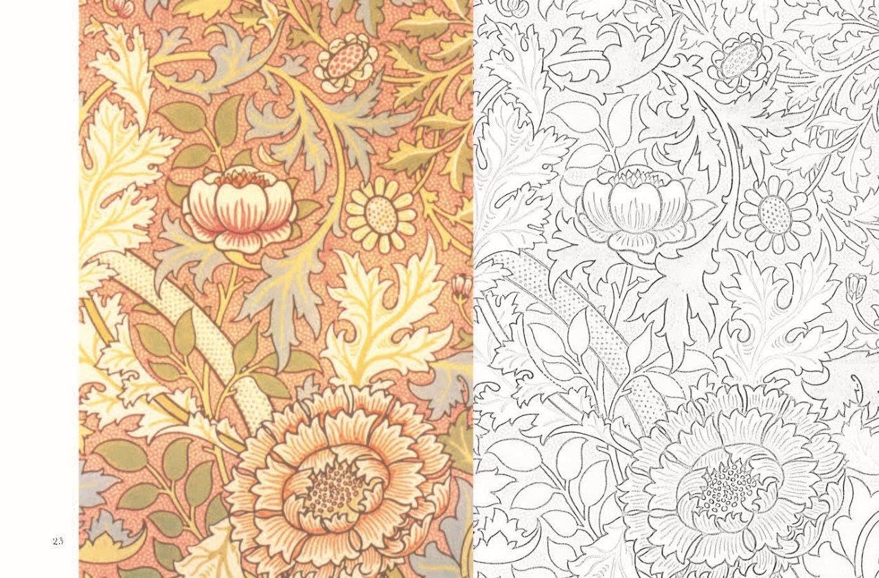William Morris's Postcard Colouring Book - Delicate and elegant designs based on the natural world Japanese Coloring Book