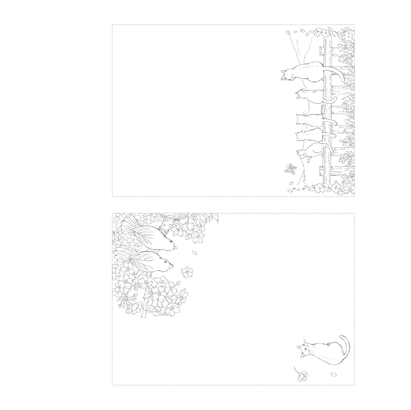 Coloring Book: Flower Path of Cats and Their Cute Friends - Japanese Coloring Book