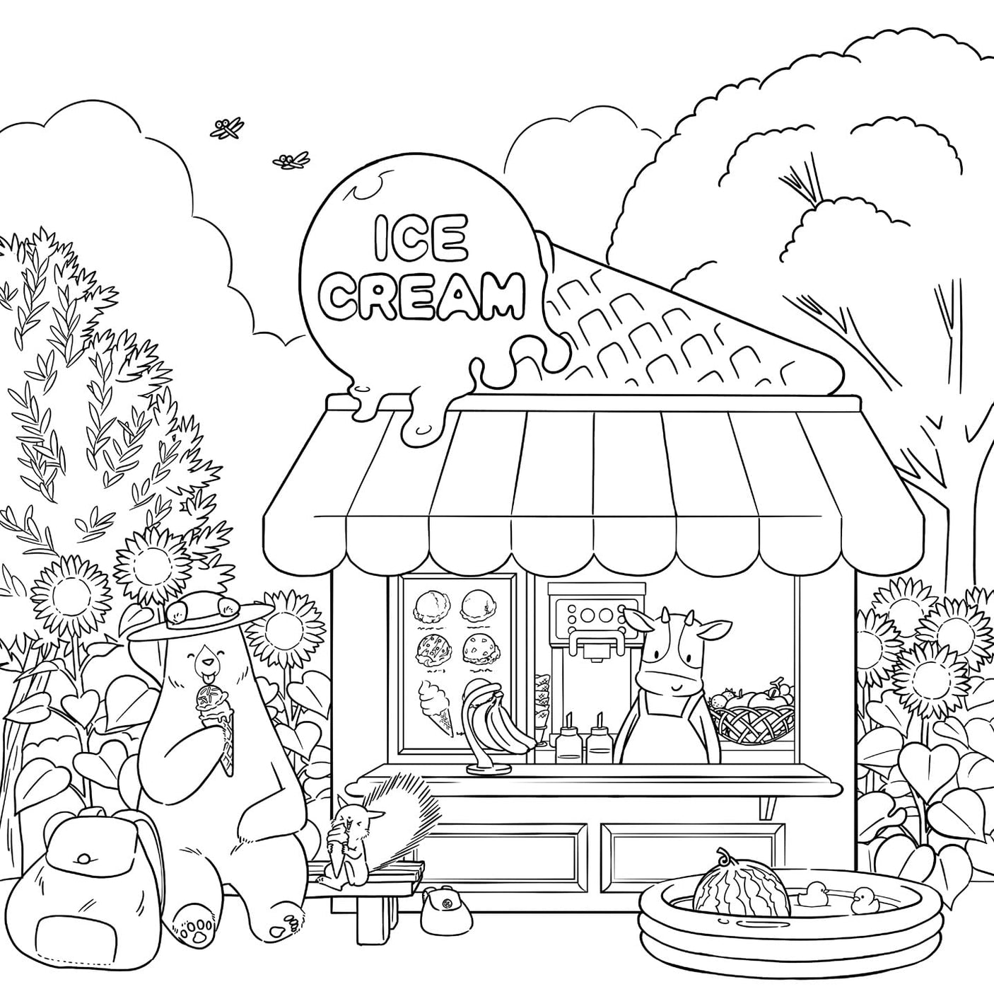 Coloring Book: The Bear's Delicious Restaurant (Hospitality Through the Seasons) The coloring book - GINO the bear, a wonderful chef - Adult Japanese coloring book