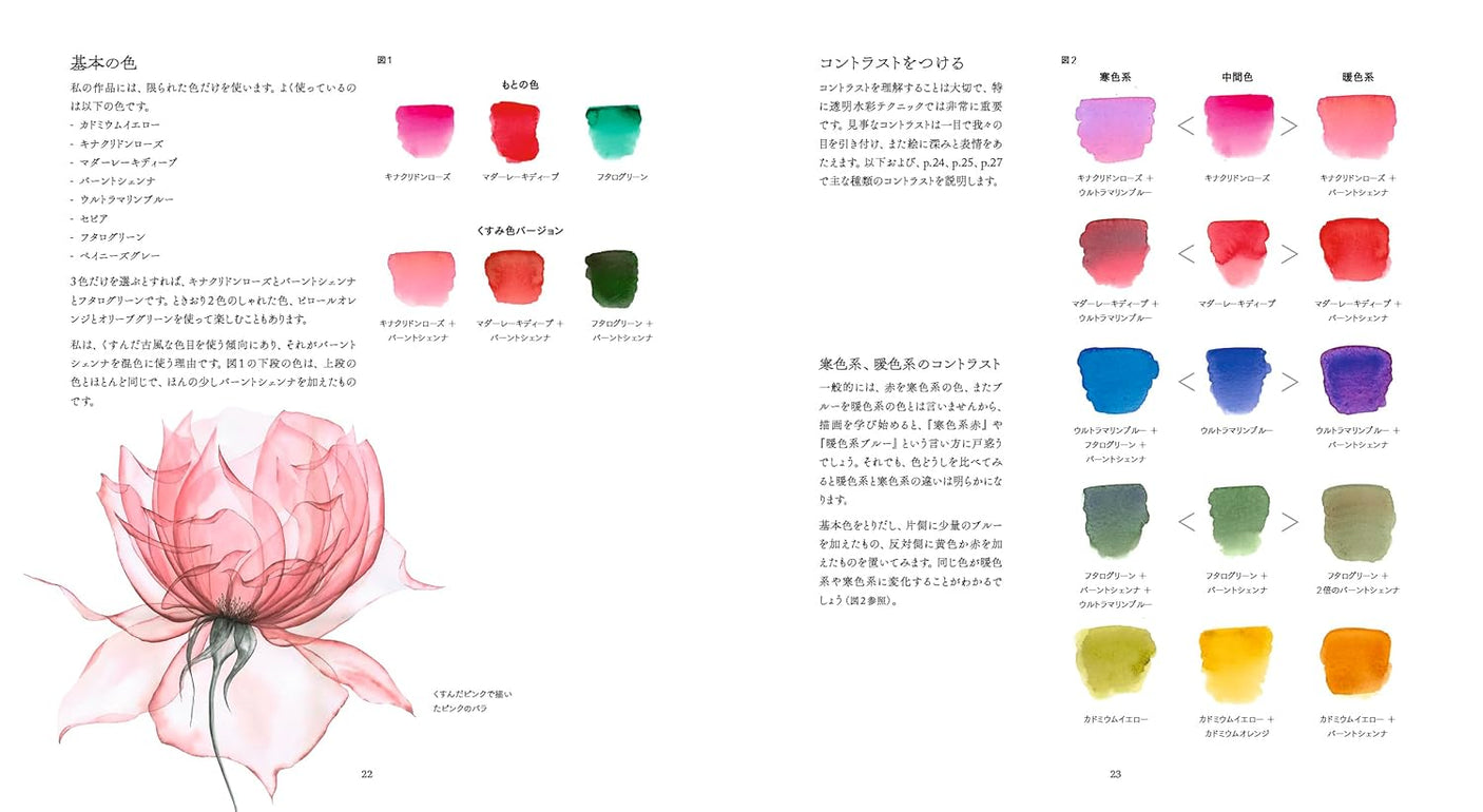 Draw flowers with see-through drawing: A new transparent watercolor lesson - Japanese Craft Book