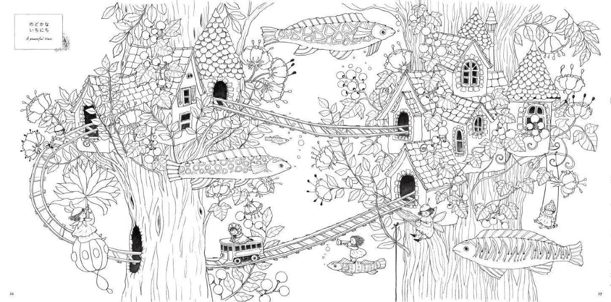 Flower Coloring Book: A Journey to a Wonderland - Japanese Craft Book