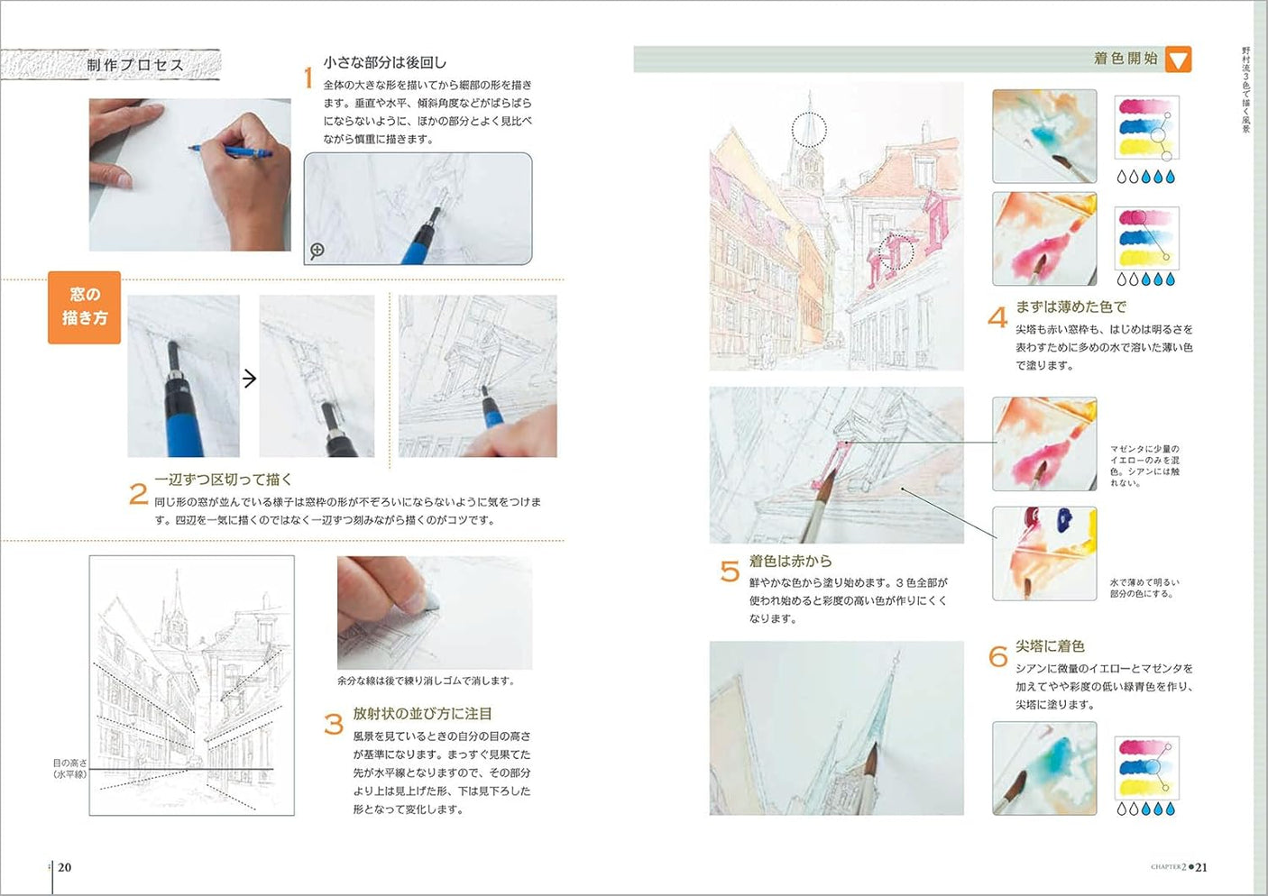 Watercolor painting using only the three primary colors taught by a watercolor magician - Japanese Craft Book