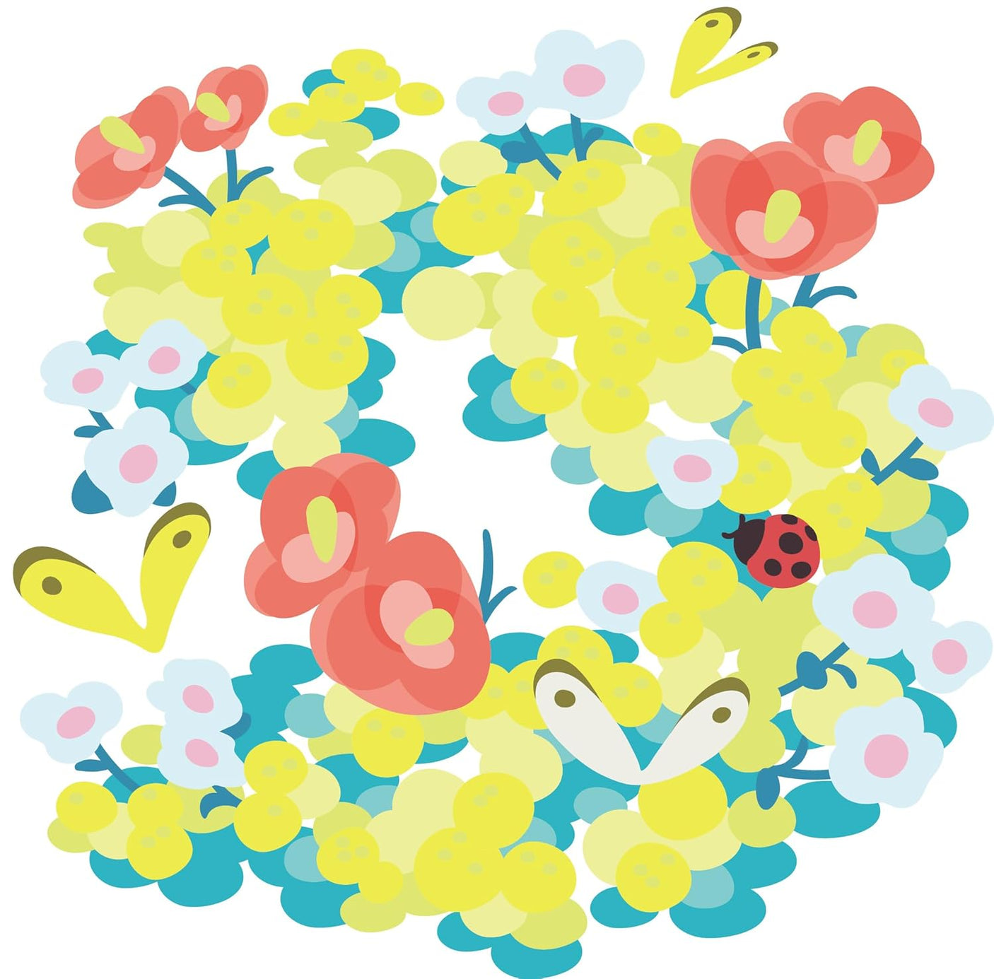 A healing puzzle coloring book that resets your mind and gently stimulates your brain: A Rondo of Flowers and Animals. Japanese Craft Book