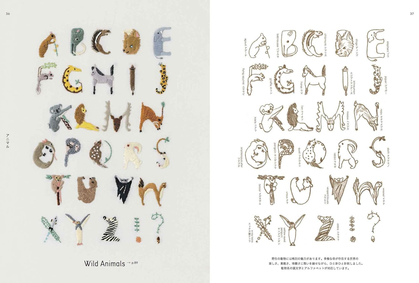 22 Alphabet Designs of  Embroidery Book - Japanese Craft Book