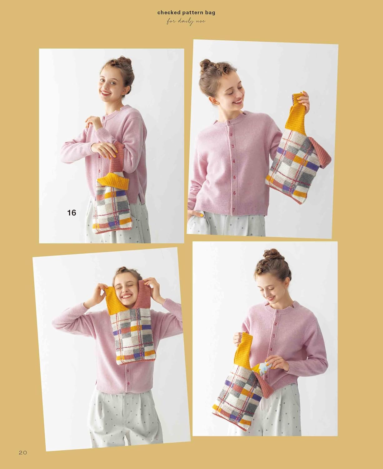 Crochet check pattern bag for daily use - Japanese Craft Book