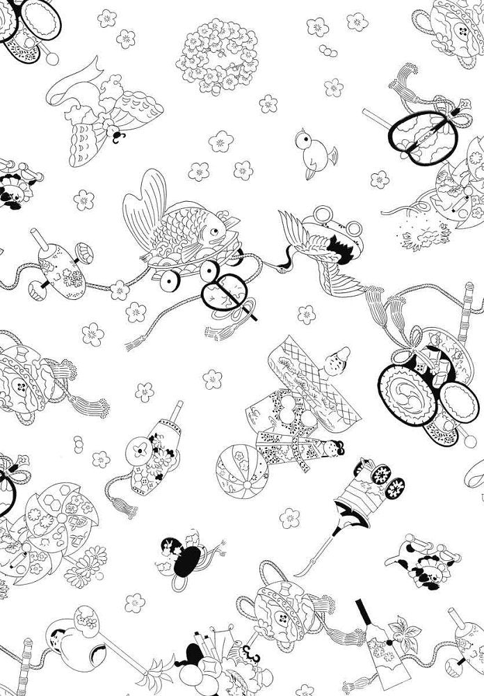 Kyo kimono coloring book that can be painted English pagon - Japanese Craft Book