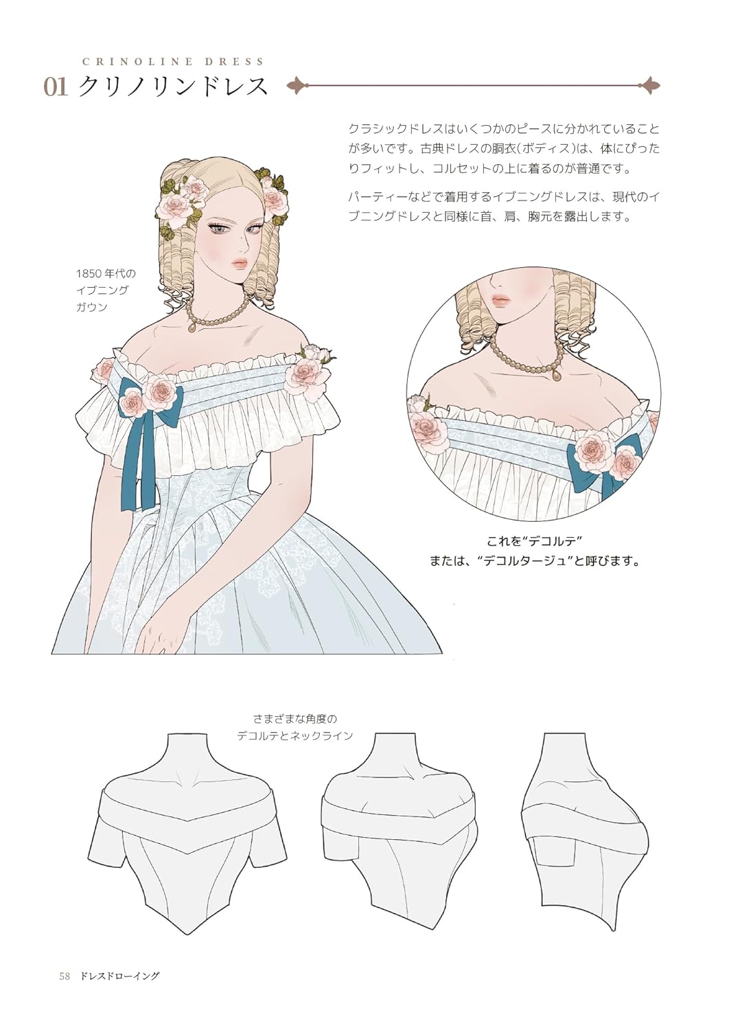 How to draw a romantic dress: from the structure of the dress to its design and variations - Japanese Craft Book