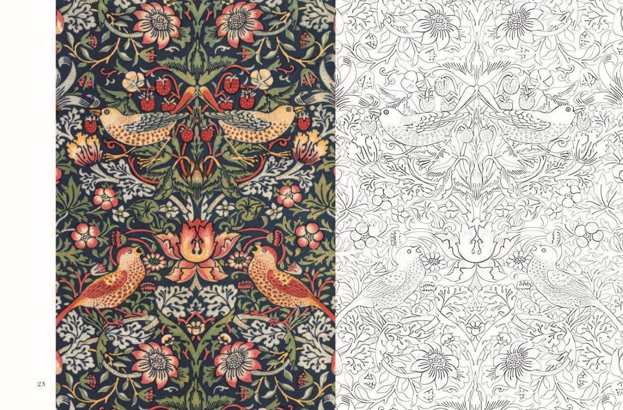 William Morris's Postcard Colouring Book - Delicate and elegant designs based on the natural world Japanese Coloring Book