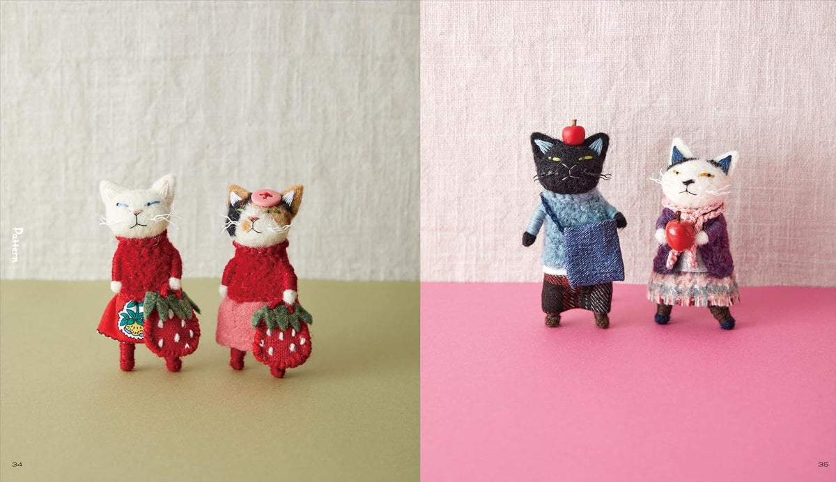 A tiny cat army made of needle-felted wool - Japanese Craft Book@