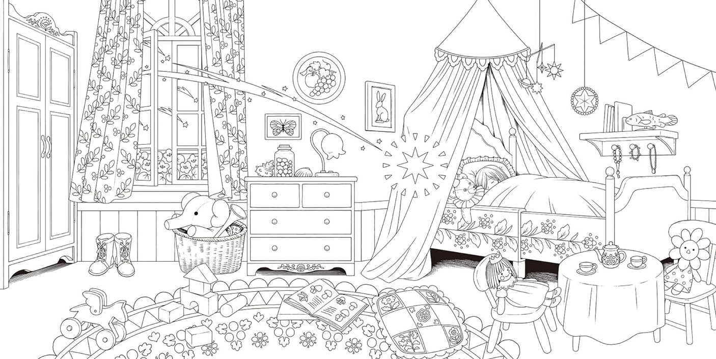 Coloring book with a story A Journey to the Land of Dreams Yoshimi Sekiguchi- Japanese Coloring Book