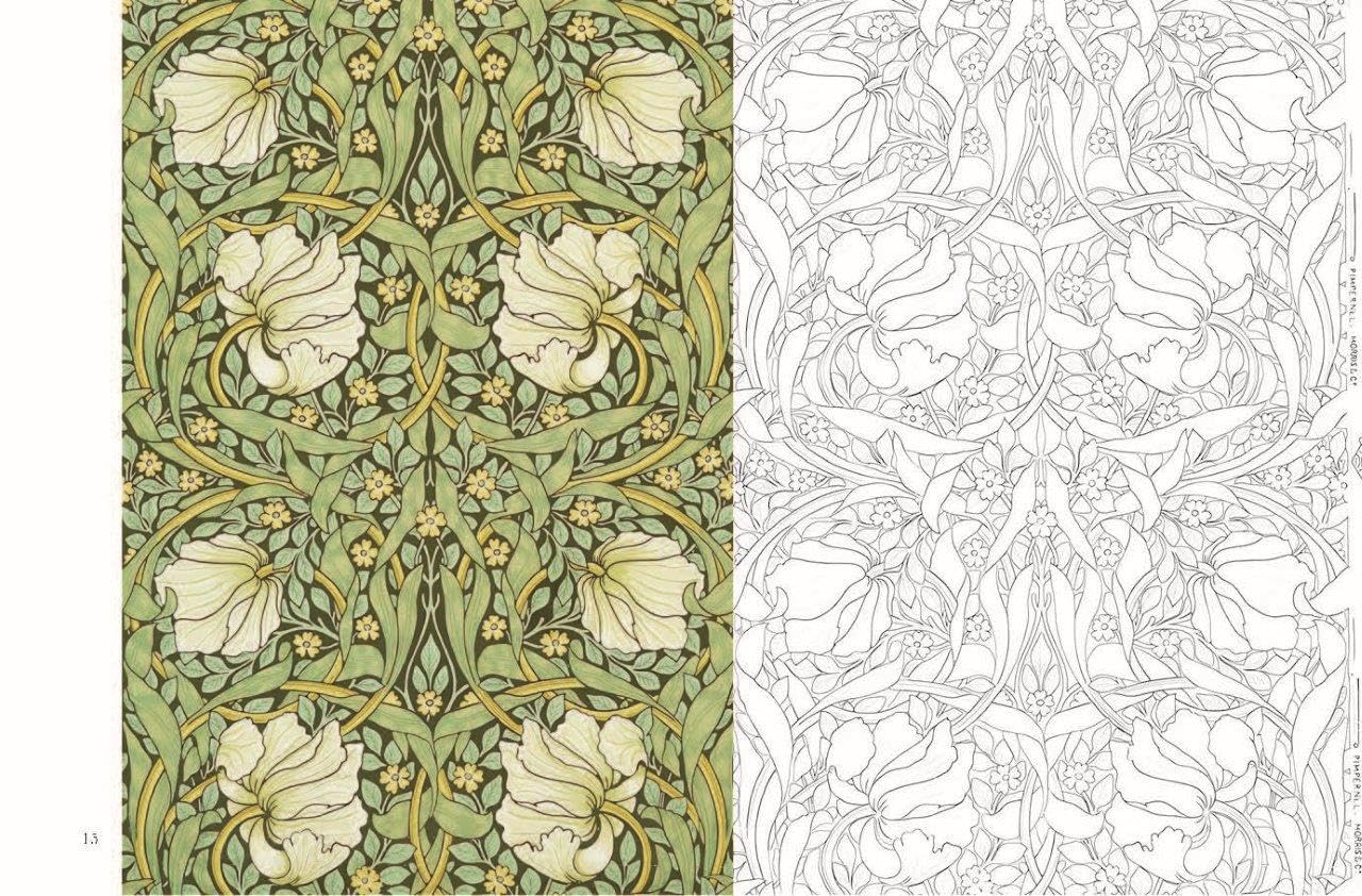 William Morris's Postcard Colouring Book - Delicate and elegant designs based on the natural world Japanese Coloring Book