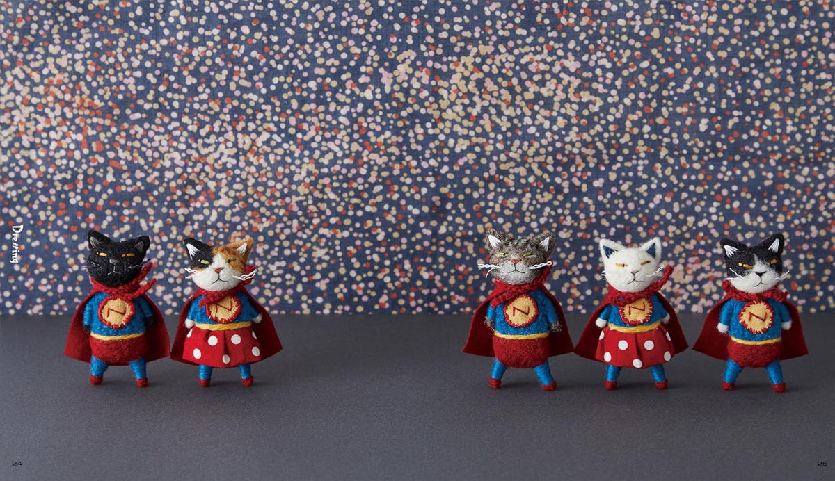 A tiny cat army made of needle-felted wool - Japanese Craft Book@
