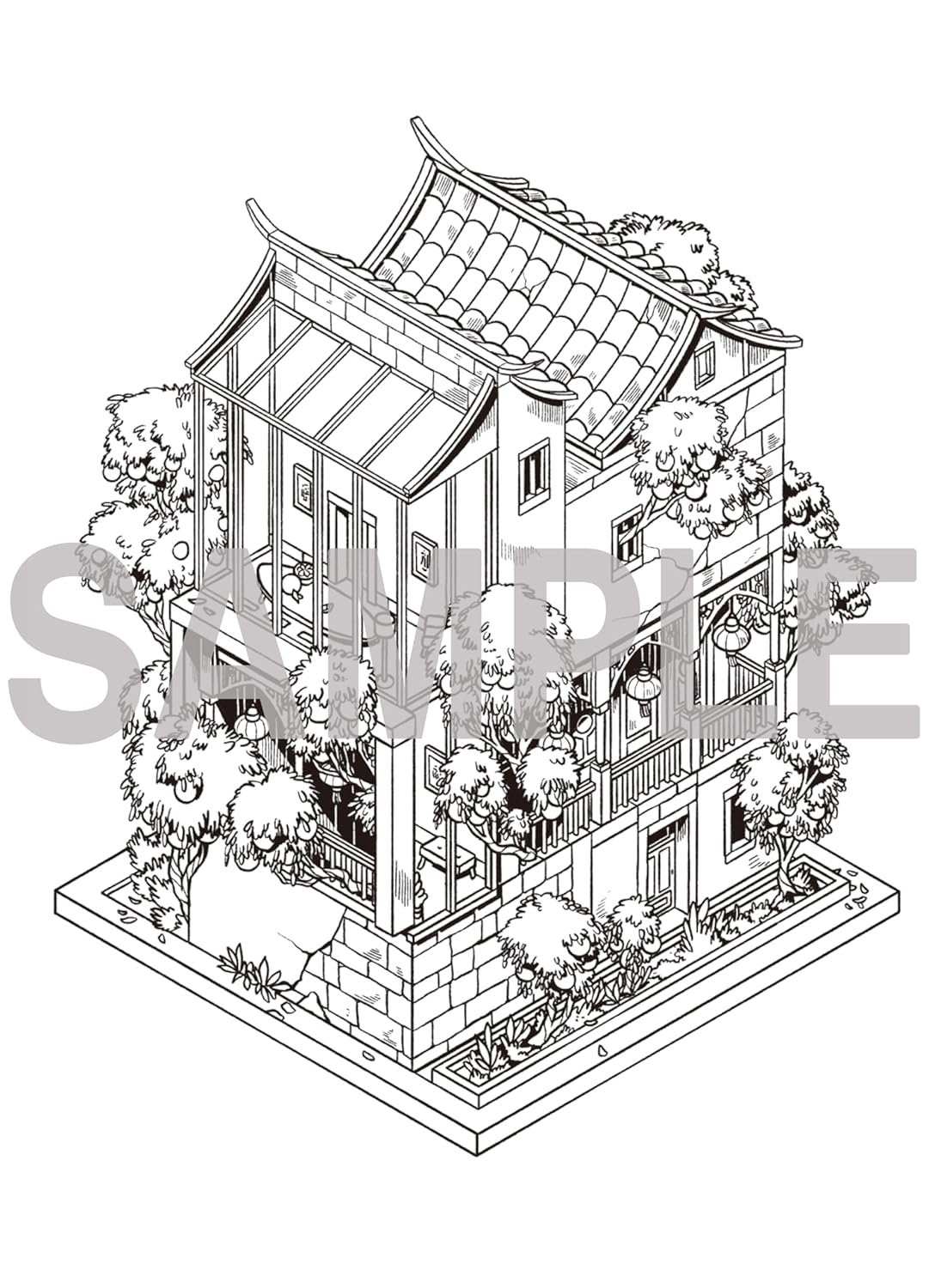 Fantasy coloring book for adults: Beautiful landscapes and miniature gardens - Japanese Craft Books