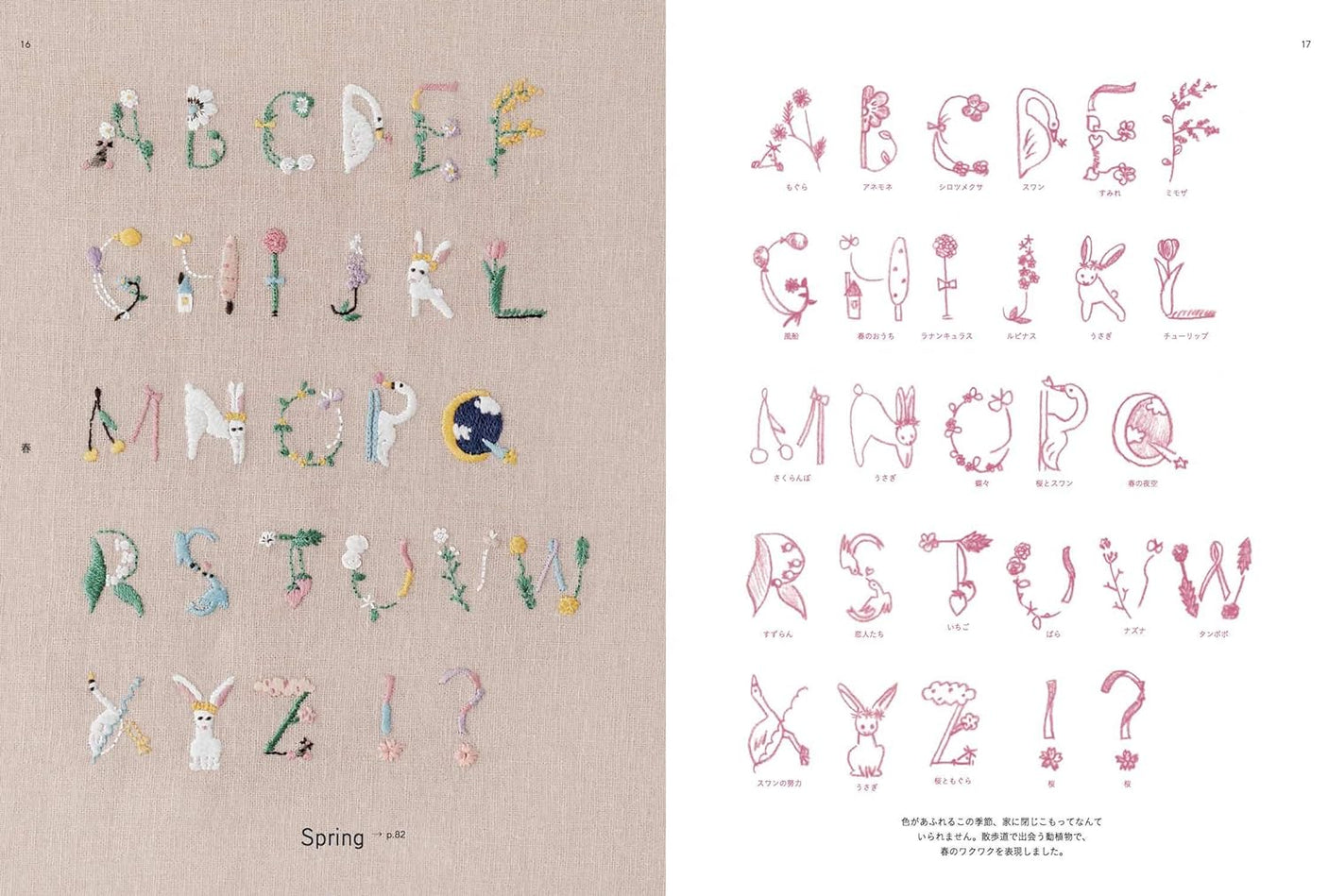 22 Alphabet Designs of  Embroidery Book - Japanese Craft Book