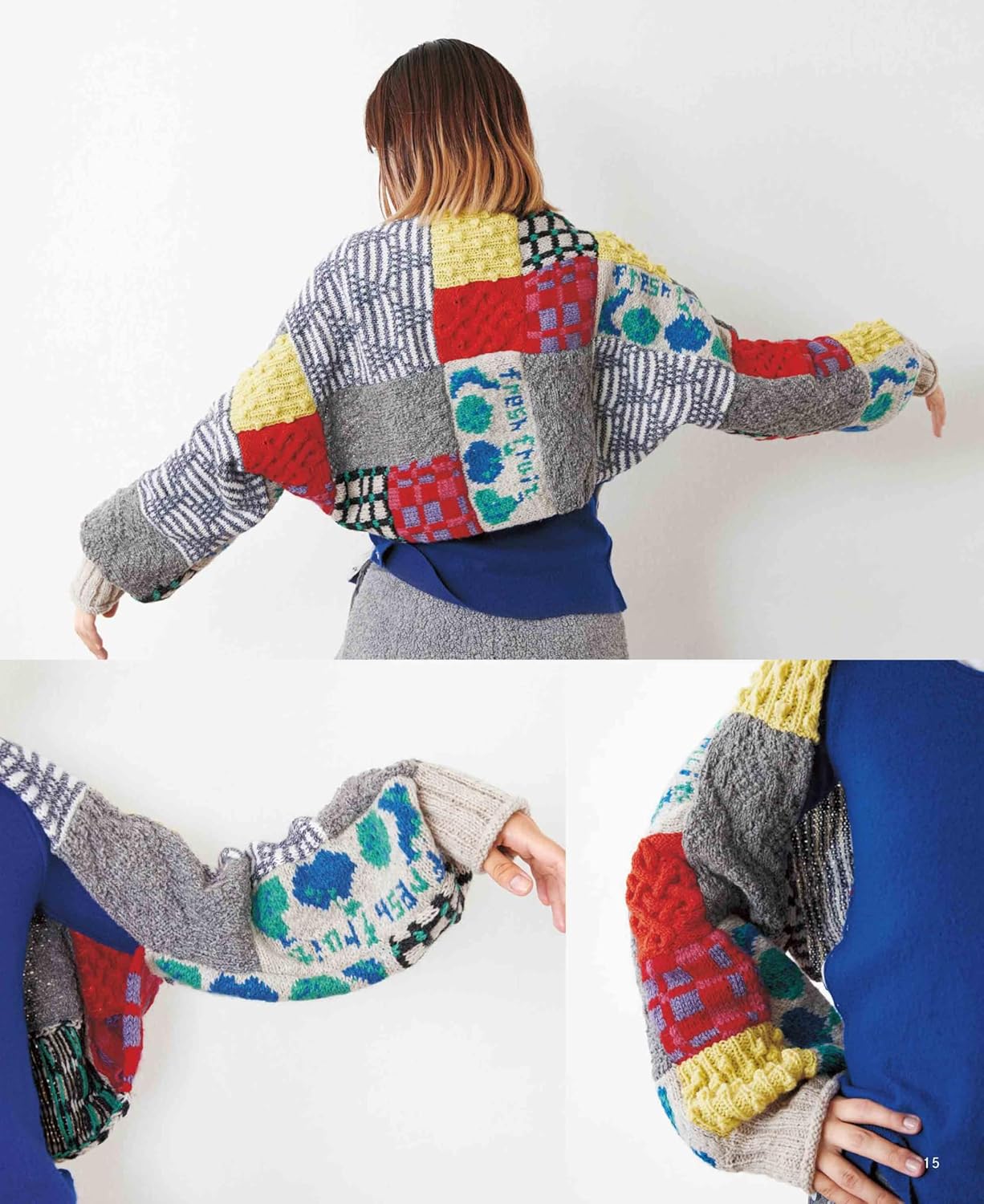 Fun combinations! Knitted patchwork knit - Japanese Craft Book