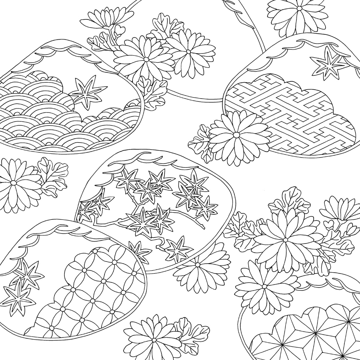 Coloring book: Japanese patterns that bring happiness - Japanese Coloring Book