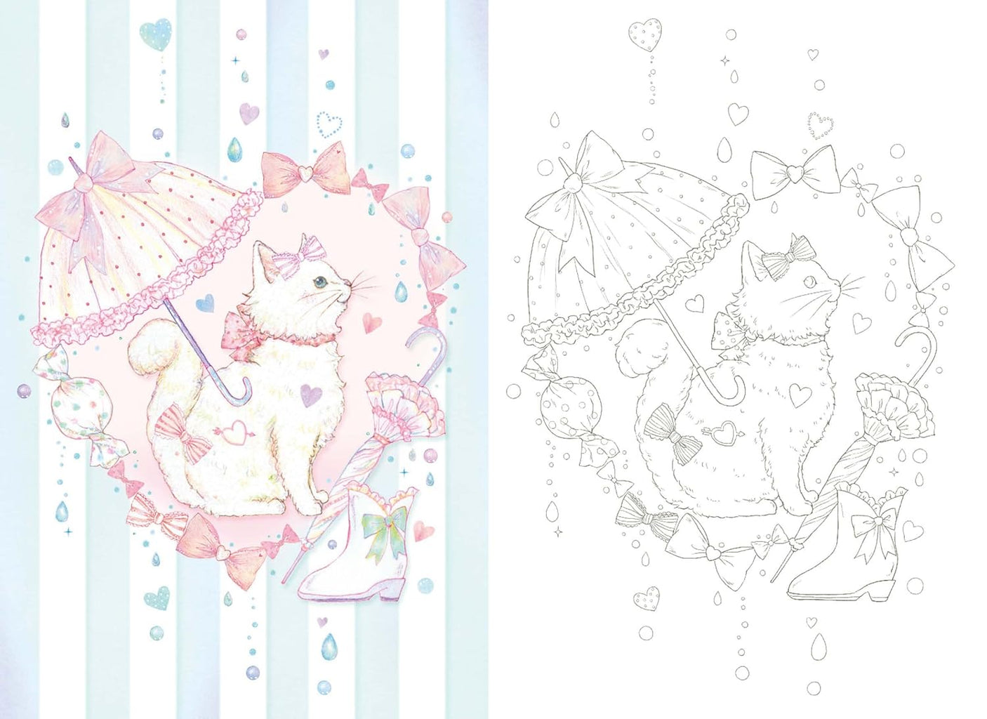 A coloring POSTCARD BOOK of 12 months of dreams, enchanted by the magic of "kawaii" - Japanese Coloring Book