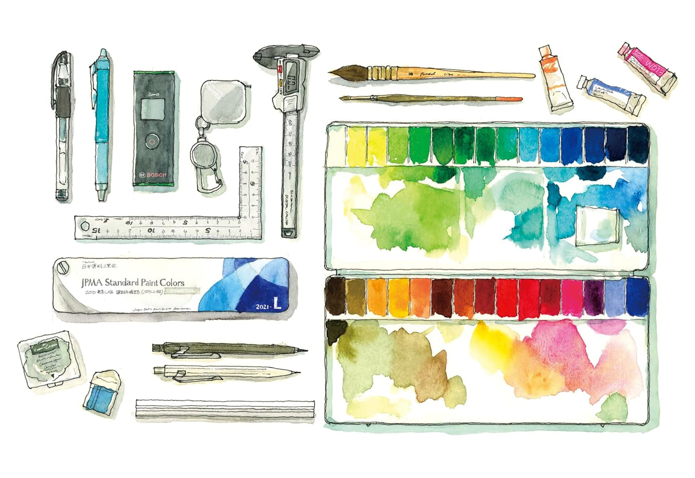 MEASURE Endo Satoshi's Watercolor Postcard Book - Japanese Craft Book