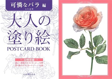 Adult Coloring Book Postcard Book: Delicate Roses Japanese Craft Book