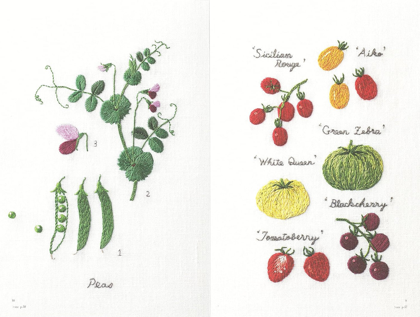 Garden vegetable Embroidery Kitchen Garden Books illustration Aoki Kazuko - Japanese Craft Books