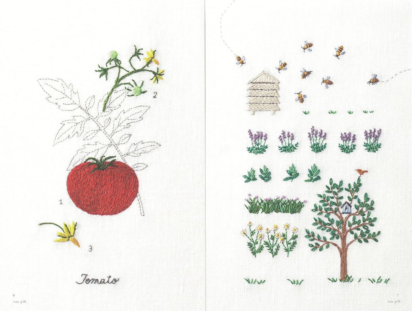 Garden vegetable Embroidery Kitchen Garden Books illustration Aoki Kazuko - Japanese Craft Books