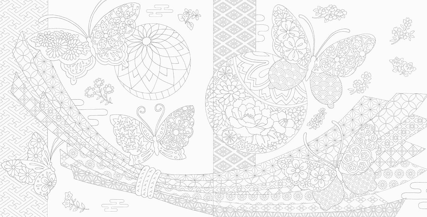 Flower and Auspicious Pattern Coloring Book - Japanese Craft Book