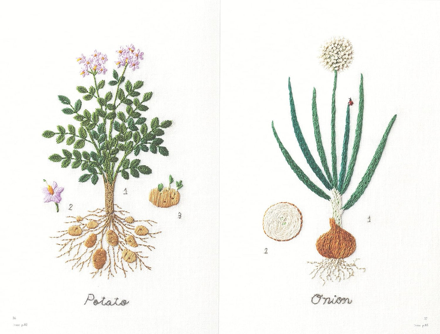 Garden vegetable Embroidery Kitchen Garden Books illustration Aoki Kazuko - Japanese Craft Books