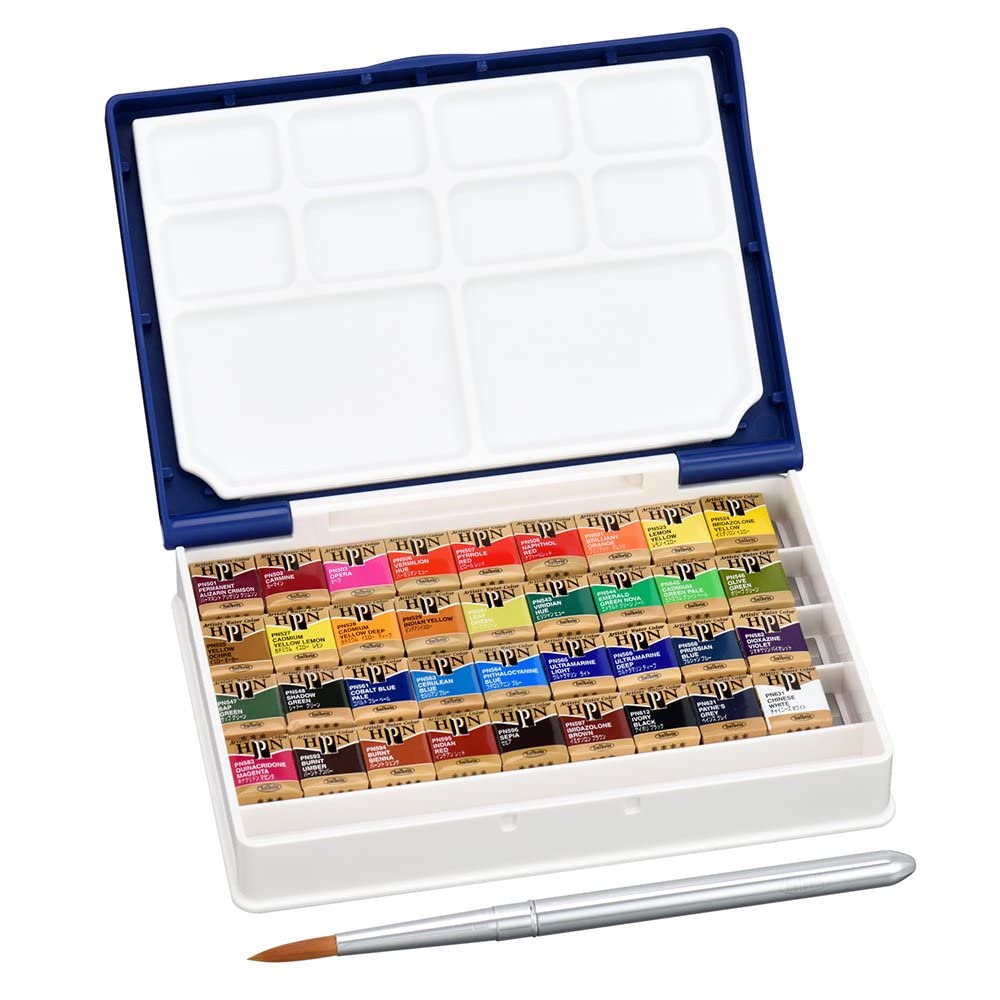 Holbein Solid Watercolor Paint Artist Pan Color 36 Color Set (Palm Box Plus) - Japan